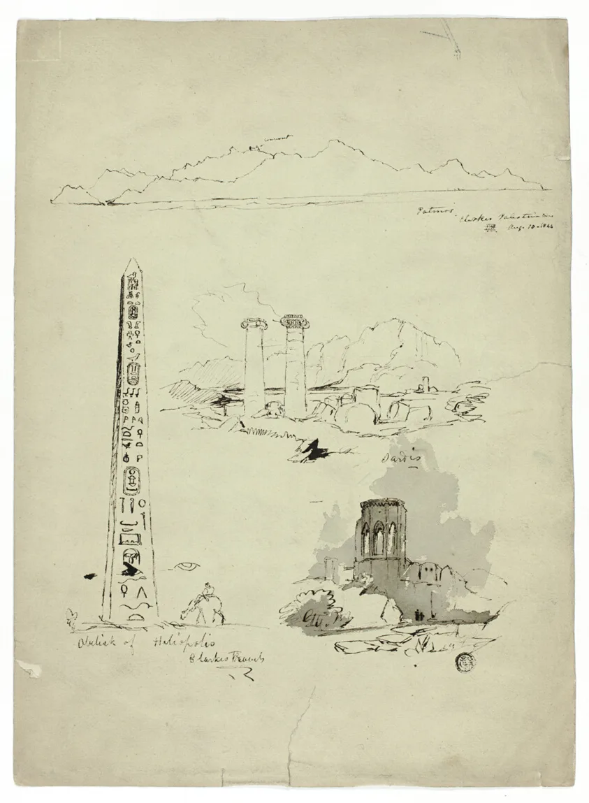 Sketches of Patmos, Sardis, Obelisk of Heliopolis by Unknown artist, n.d.