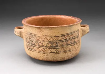 Minature Handled Bowl with Textile-like Design by Inca, 1450–1532