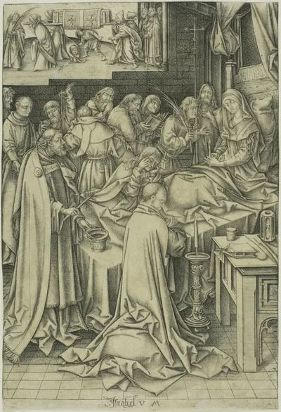 Death of the Virgin by Israhel van Meckenem, the younger, c. 1481