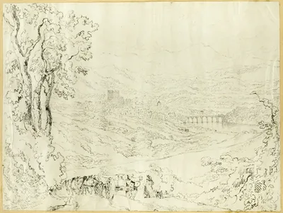 Town and Castle of Hay by Joseph Murray Ince, 1844