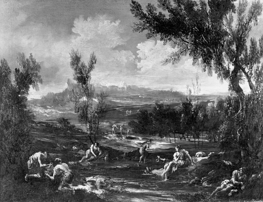 Arcadian Landscape with Figures by Alessandro Magnasco, c. 1700