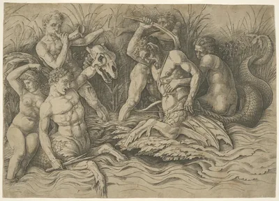 Battle of the Sea Gods: Right Half of a Frieze by Andrea Mantegna, 1470/1500