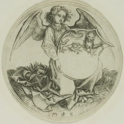 Shield with a Lion, Held by an Angel by Martin Schongauer, n.d.