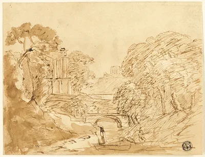 Landscape with Bridge and Ruins by Franz Kobell, n.d.