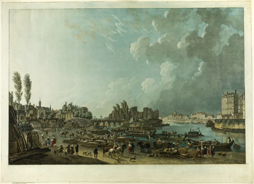 View of the Port of St.Paul, Paris by Charles Melchior Descourtis, 1784