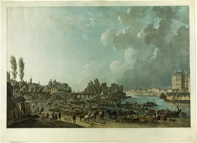 View of the Port of St.Paul, Paris by Charles Melchior Descourtis, 1784
