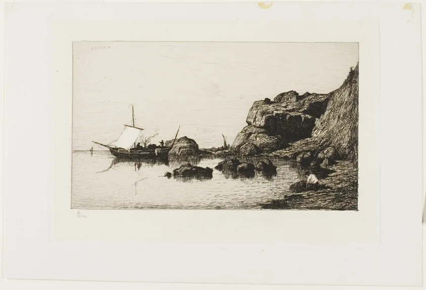 Fishing Craft near the Cliffs at Collioure by Adolphe Appian, 1878