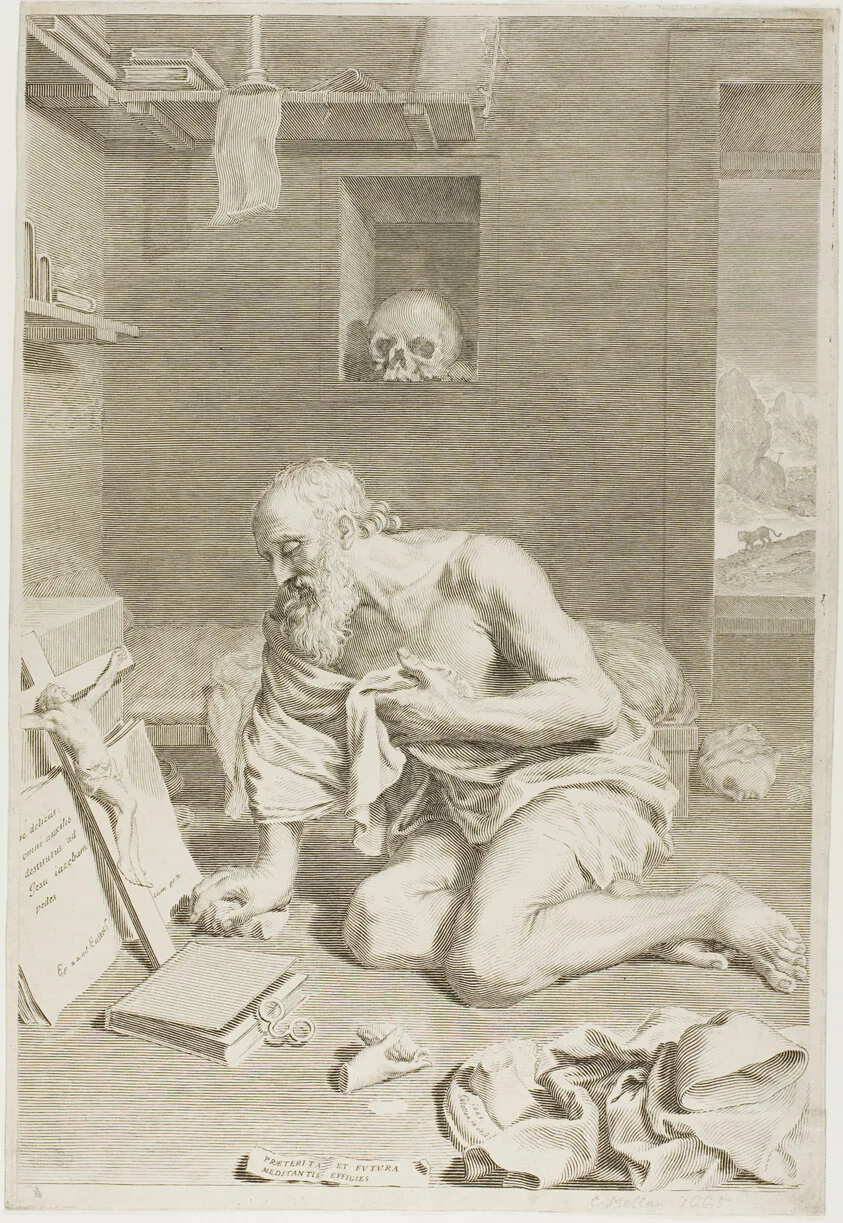 St. Jerome Praying by Claude Mellan, 1665