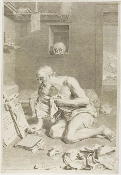 St. Jerome Praying by Claude Mellan, 1665