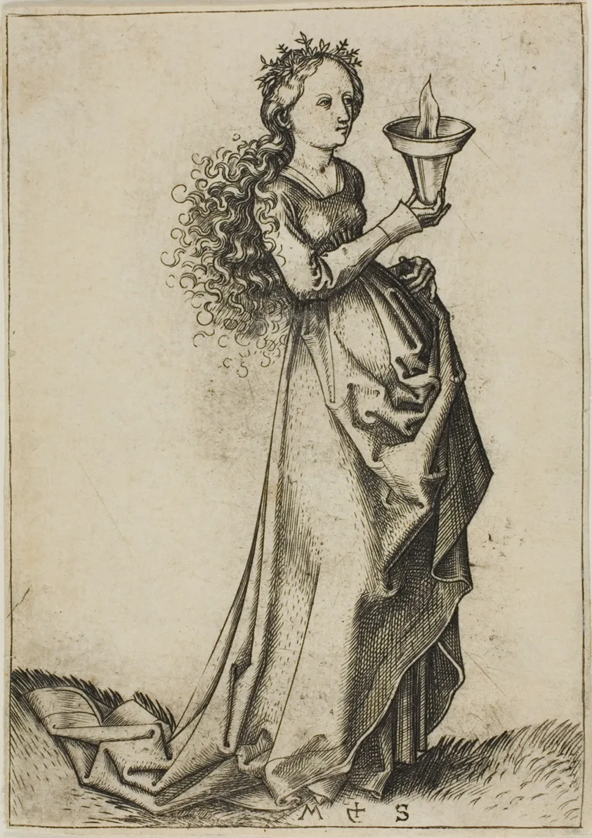 The First Wise Virgin by Martin Schongauer, 1480-91