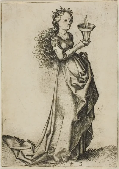 The First Wise Virgin by Martin Schongauer, 1480-91
