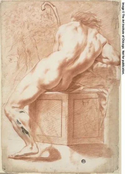 Back View of a Seated Male Nude Holding Shepherd's Crook by Filippo Ottani, 1775/79