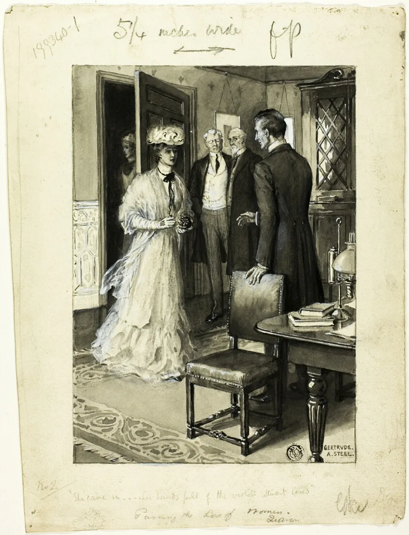 She Came In...Her Hands Full of the Violets Stuart Loved by Gertrude A. Steel, 19th century