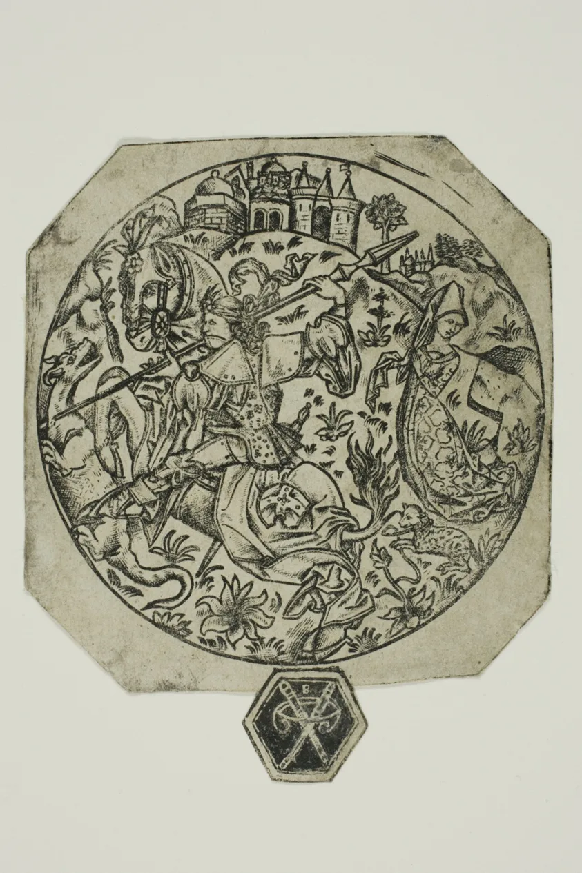 St. George Killing the Dragon by Master B with Two Crossed Daggers, 15th century
