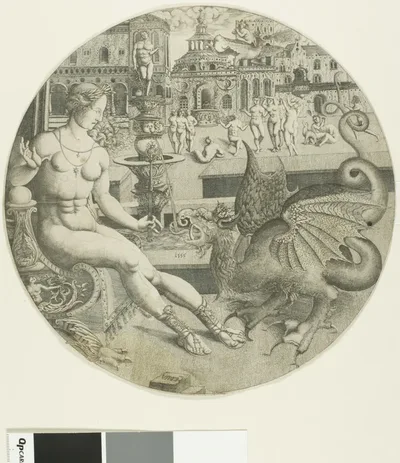 The Naked Woman and the Dragon by Master Allaert Claesz, 1553