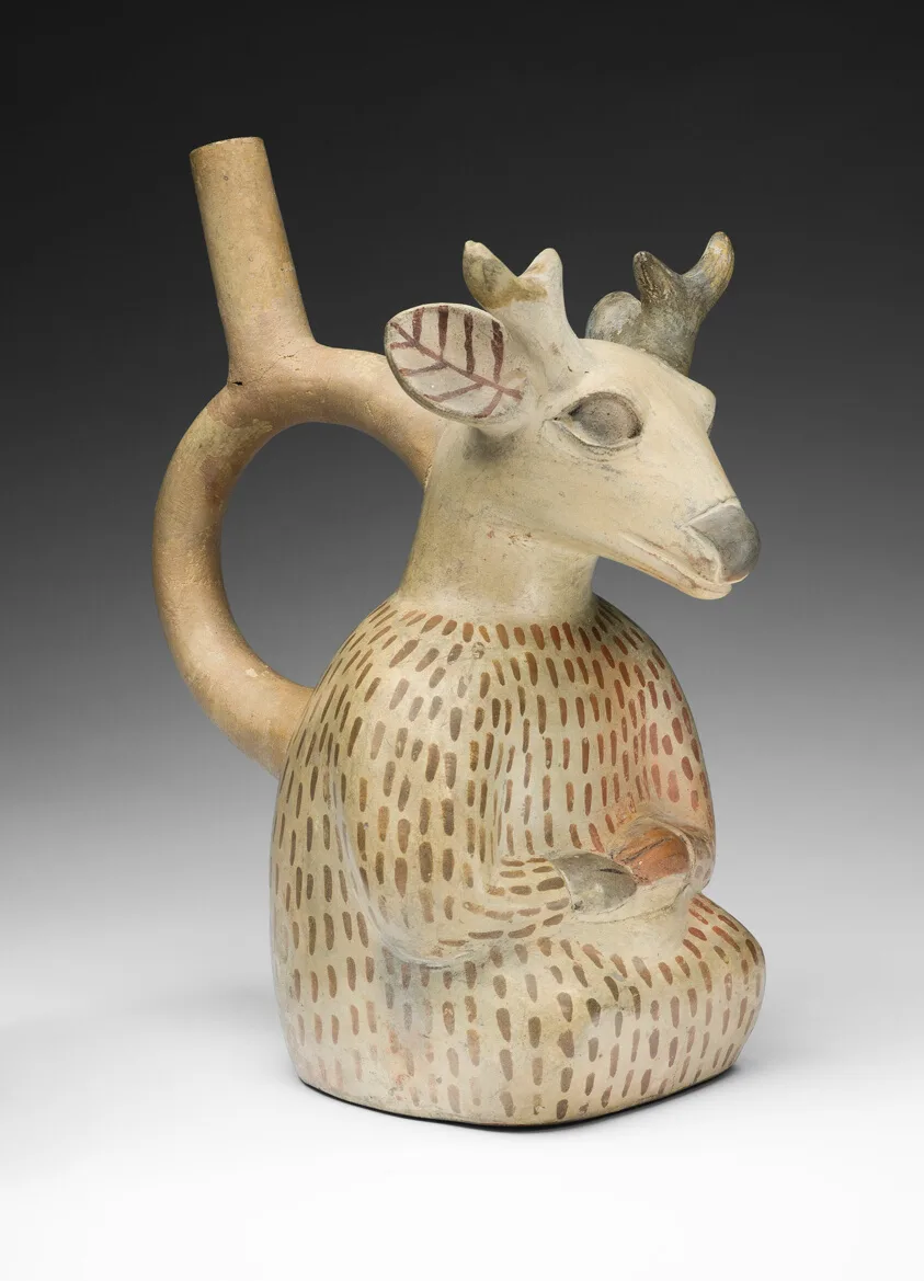 Vessel in the Form of a Deer Impersonator by Moche, 100 BCE–500 CE