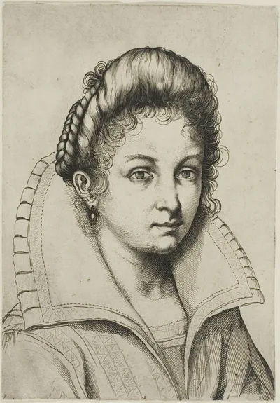 Portrait Bust of a Woman with a Large Collar, from Perfect School to Learn How to Draw the Entire Human Body (English translation) by Luca Ciamberlano, n.d.