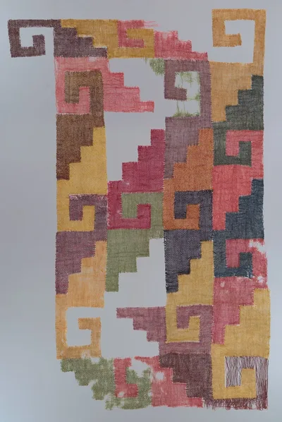 Fragment Displaying Stepped-Fret Motif by Nasca, About 200-500