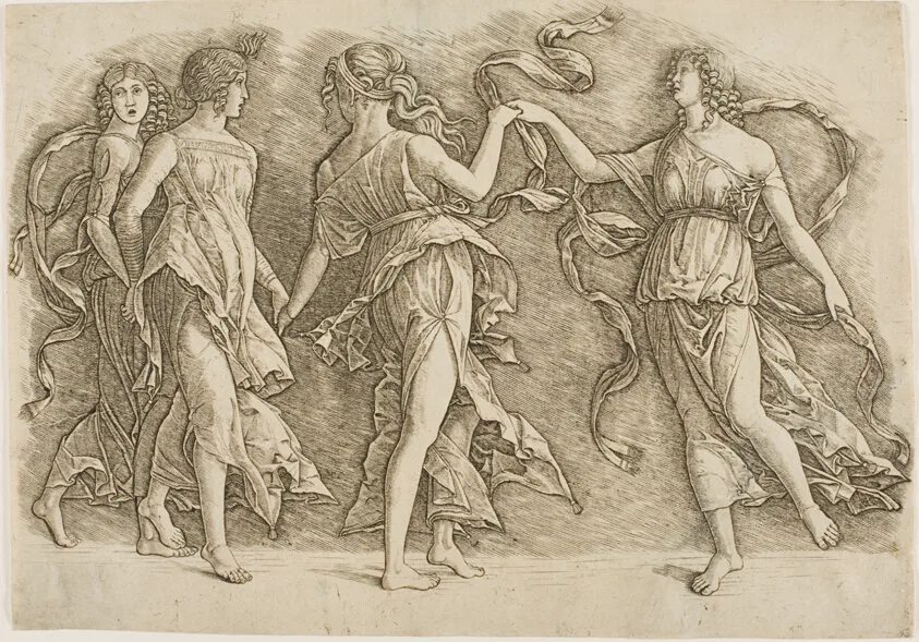 Four Women Dancing by Andrea Mantegna, c. 1497