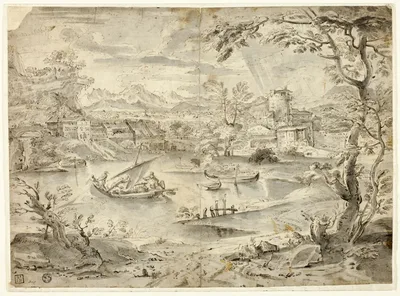 View of City with Fishing Boat in Foreground by Paul Bril, n.d.