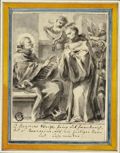 King Henry of France and Saint Bernard of Clairvaux by Johann Christoph Lischka, n.d.