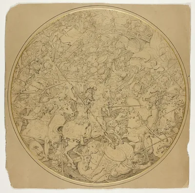 Ceremonial Shield with Stories of Marcus Curtius and Mutius Scaevola by William Burgess, n.d.