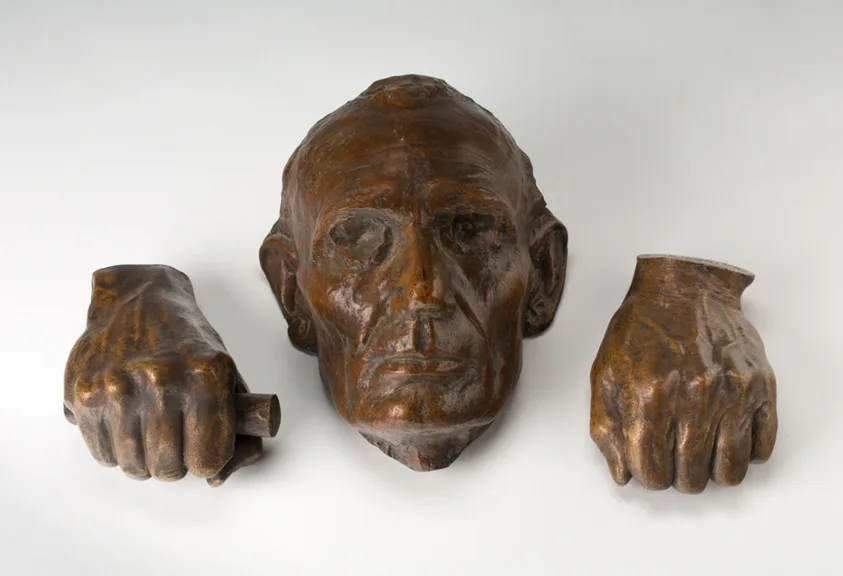 Life Cast of the Hands and Face of Abraham Lincoln by Leonard Wells Volk, Cast in plaster 1860; cast in bronze by 1888