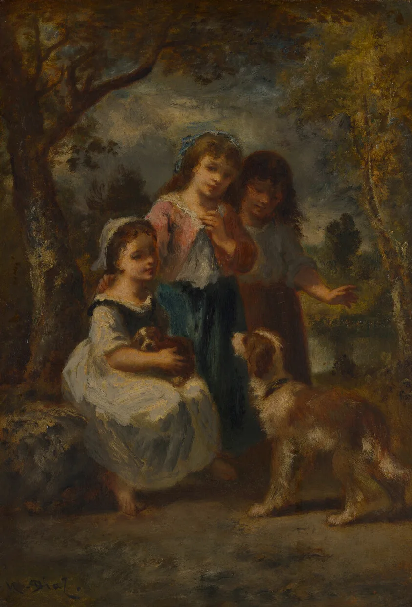 Three Little Girls by Narcisse Virgile Diaz de la Peña, c. 1870