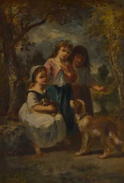 Three Little Girls by Narcisse Virgile Diaz de la Peña, c. 1870