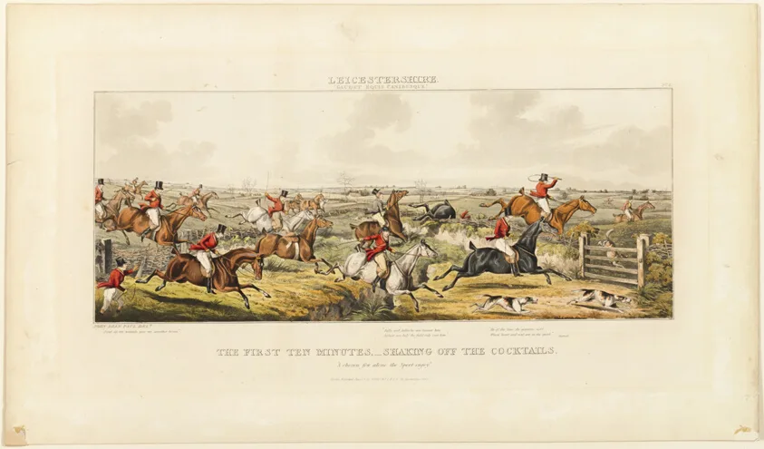 The First Ten Minutes, plate two from The Leicestershire Hunt by John Dean Paul, published 1825