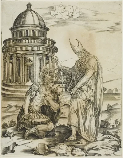 St. Ambrose and the Emperer Theodosius by Master IRs, n.d.