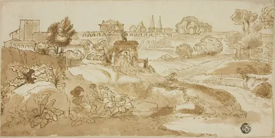 View of Rome, with via Appia by Giovanni Francesco Grimaldi, n.d.