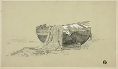 Fishing Boat on Shore by J. K. Rutter, c. 1878