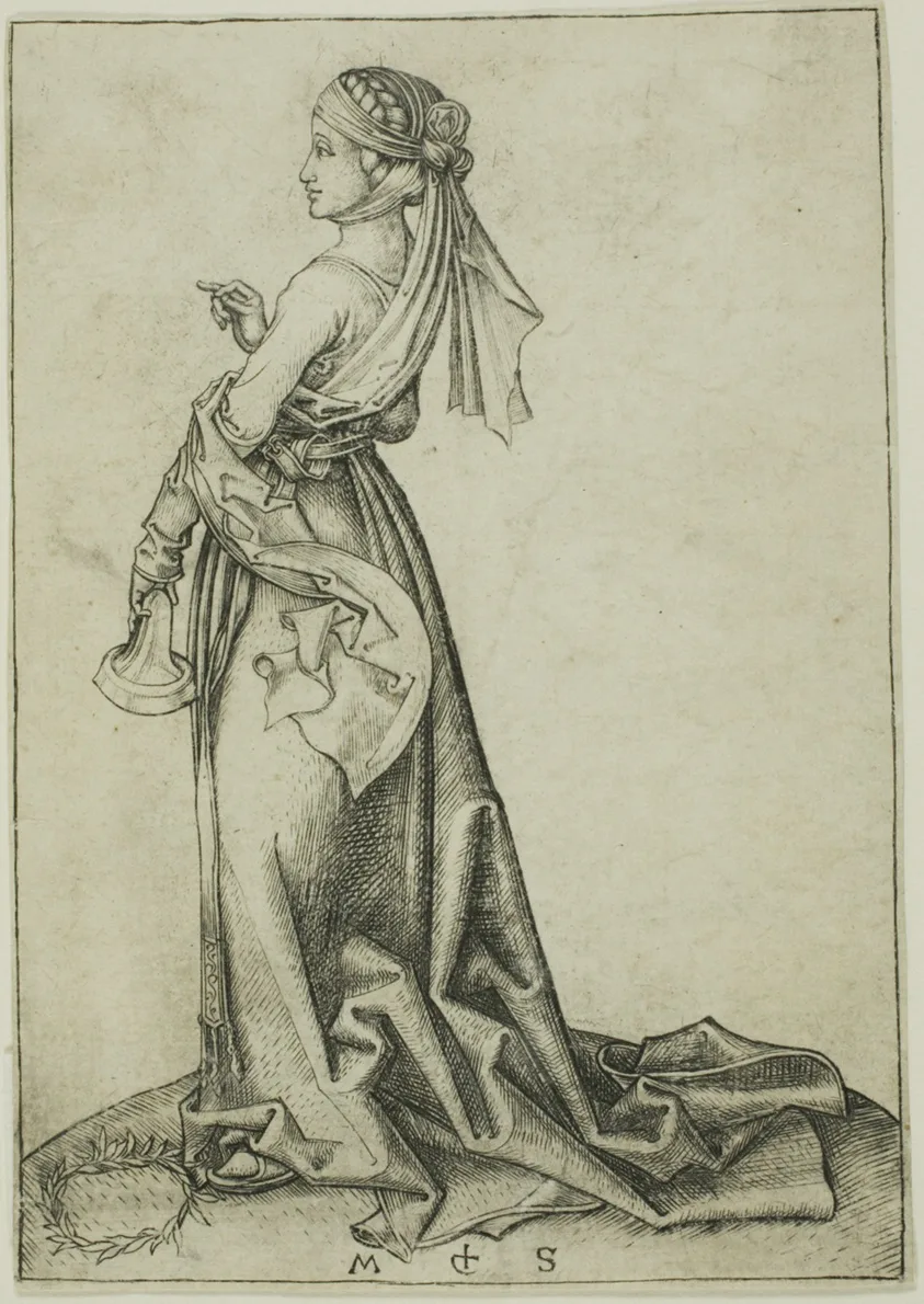 The First Foolish Virgin by Martin Schongauer, 1480-91