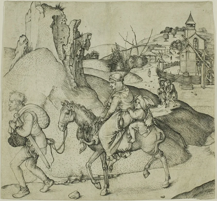 Peasant Family Going to Market by Martin Schongauer, 1469/74