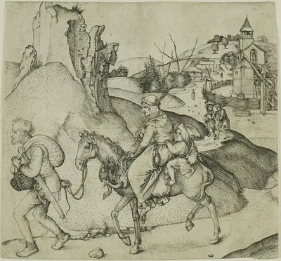 Peasant Family Going to Market by Martin Schongauer, 1469/74