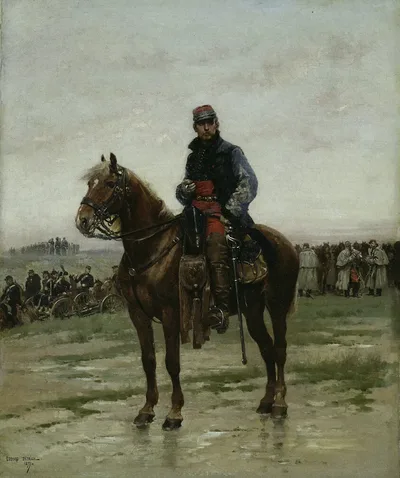 A Mounted Officer by Jean Baptiste Édouard Detaille, 1877