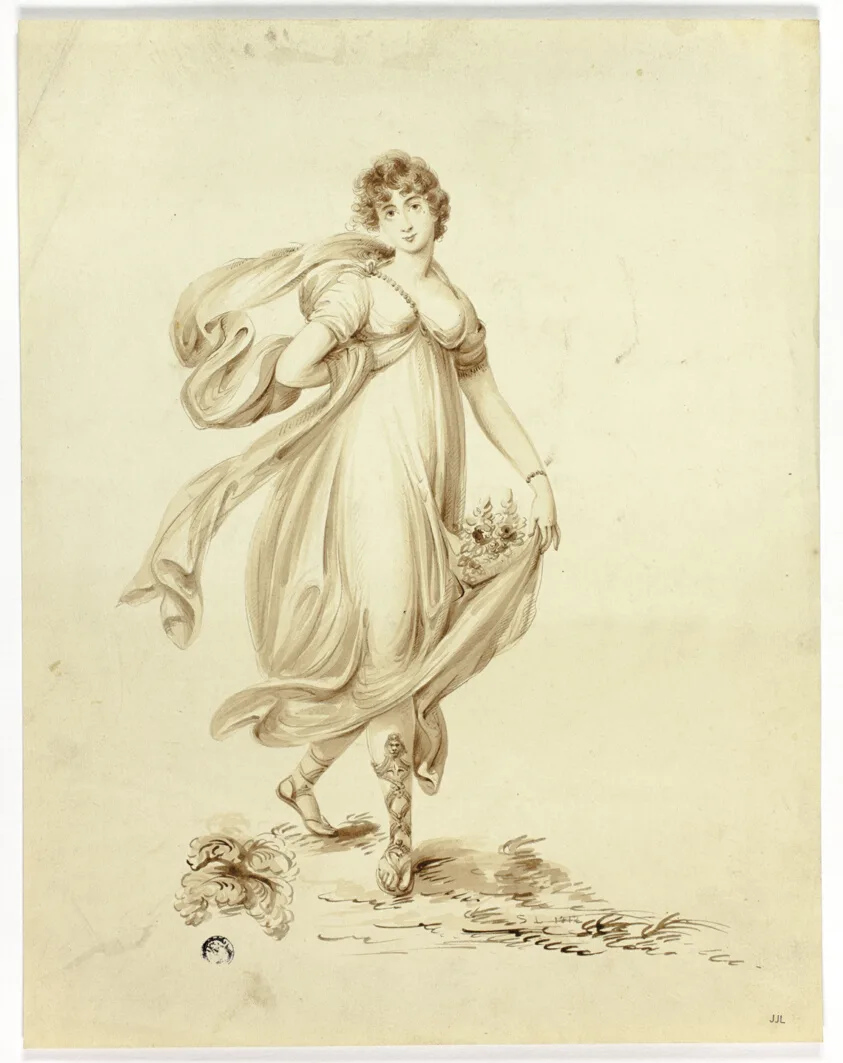 Young Woman Bearing Flowers by Samuel Lane, 1812