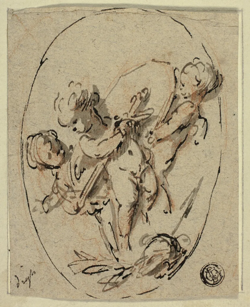 Putti with Shield and Sword by Jacob de Wit, n.d.