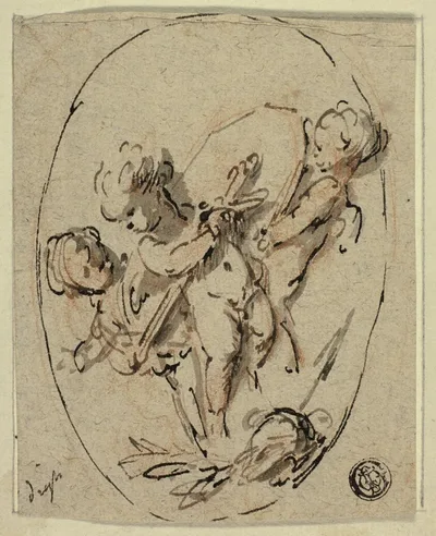 Putti with Shield and Sword by Jacob de Wit, n.d.