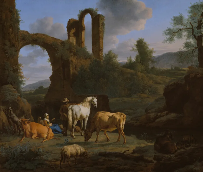 Pastoral Landscape with Ruins by Adriaen van de Velde, 1664
