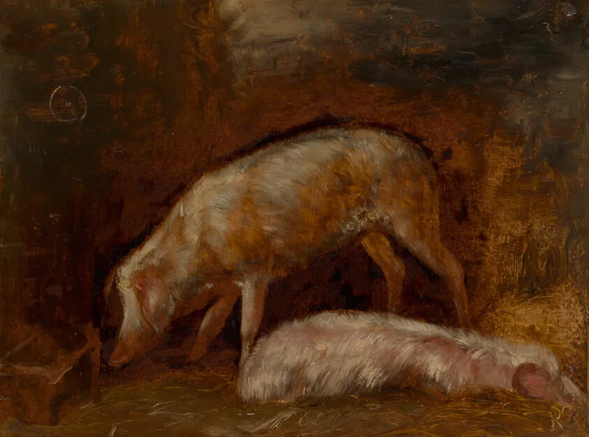 Study of Pigs by Alexandre Gabriel Decamps, c. 1855