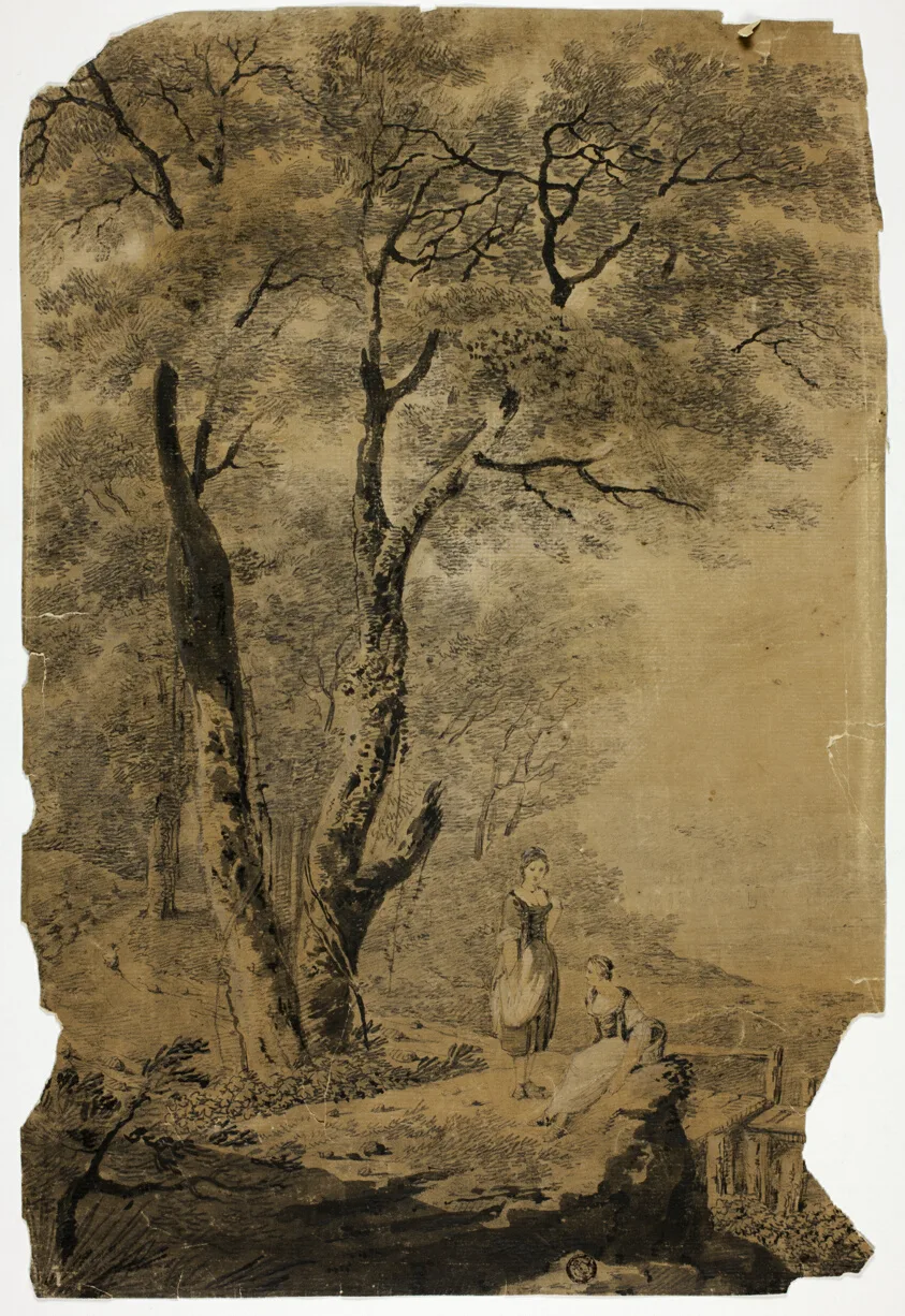 Wooded Landscape with Two Women in Foreground by Jean Baptiste Pillement, n.d.