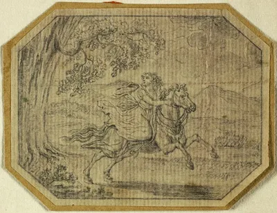 Young Woman on Galloping Horse by Johann August Rossmassler, n.d.