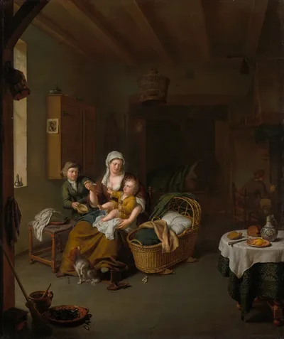 A Mother Feeding her Child (The Happy Mother) by Willem van Mieris, 1707
