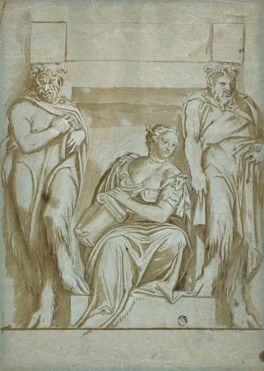 Fortitude (or Strength) Flanked by Two Satyrs by Veronese (Paolo Caliari), c. 1550-1600