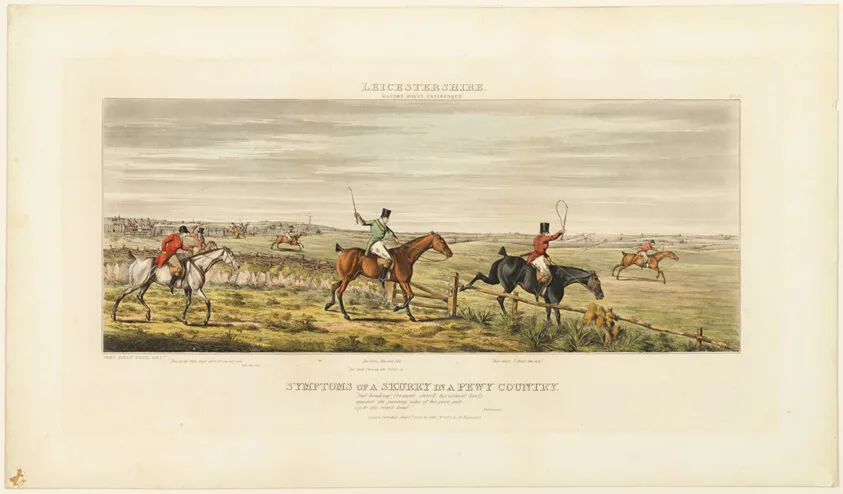 Symptoms of a Skurry, plate three from The Leicestershire Hunt by John Dean Paul, published 1825