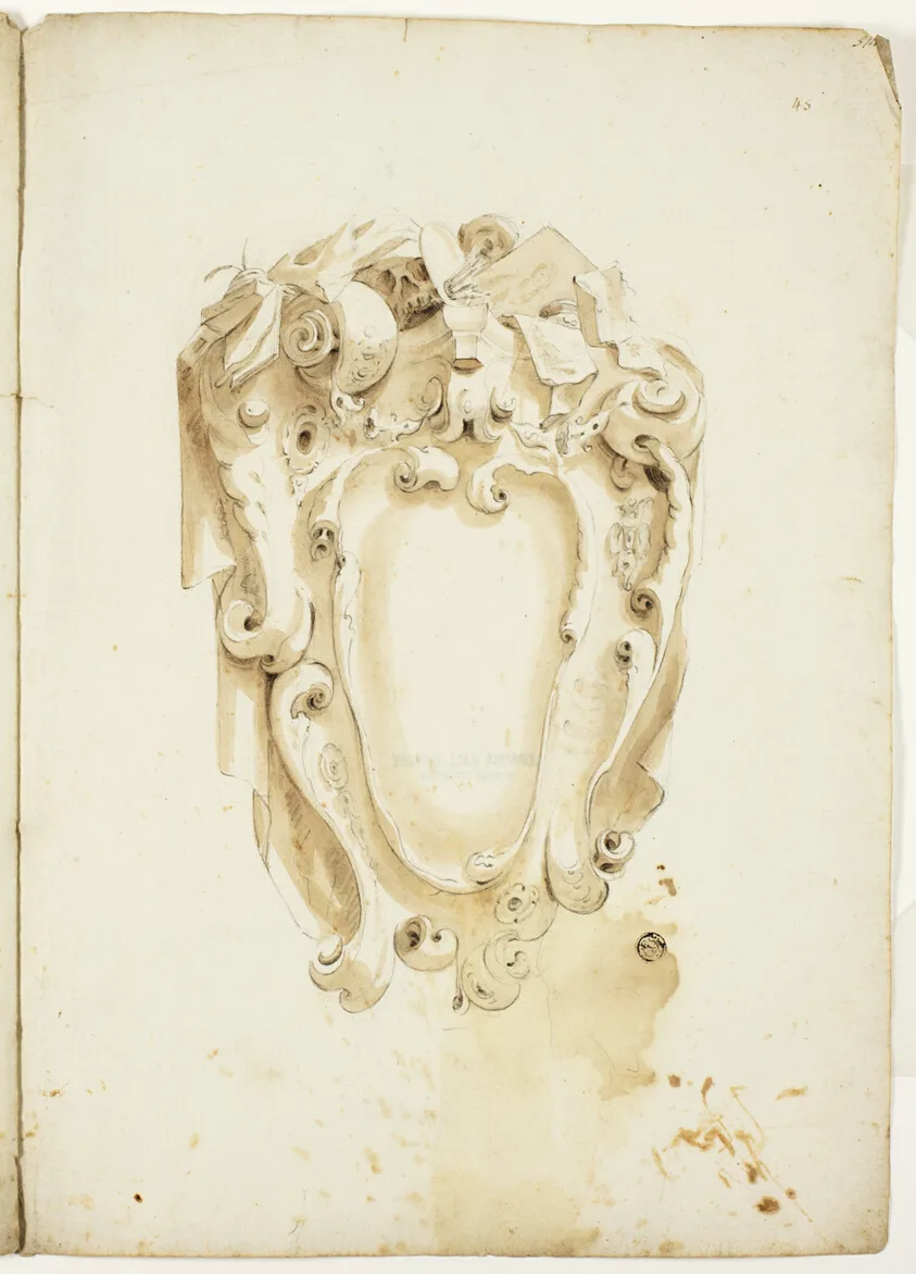 Design for Escutcheon, with Artist's Instruments by Unknown Genoese, n.d.