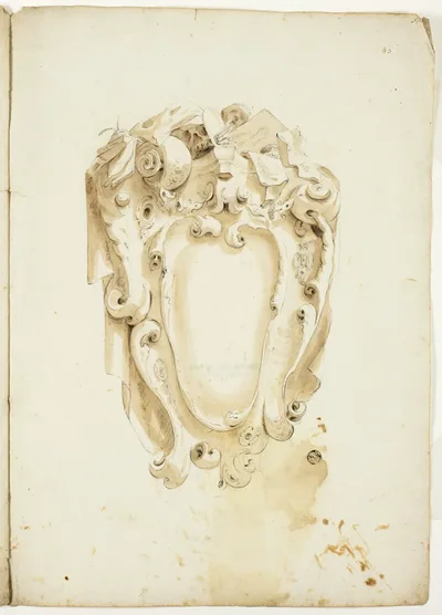 Design for Escutcheon, with Artist's Instruments by Unknown Genoese, n.d.