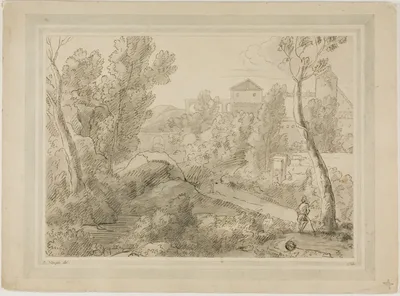 Italianate Landscape with Buildings, Aqueduct by C. Nangle, c. 1774